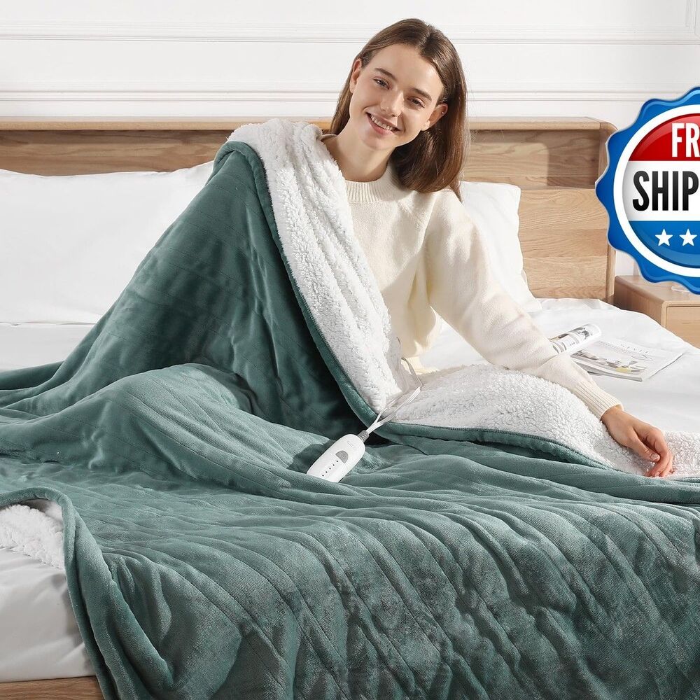 Heated Throw Blanket Electric Blanket 50X60in Fluffy Sherpa Heated